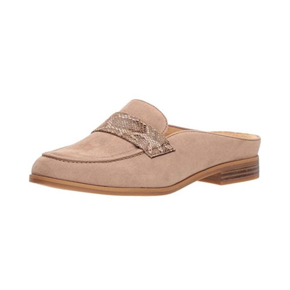 Naturalizer Womens Mattie Fabric Closed Toe Slide, Tan Micro/Snake, Size 7.5